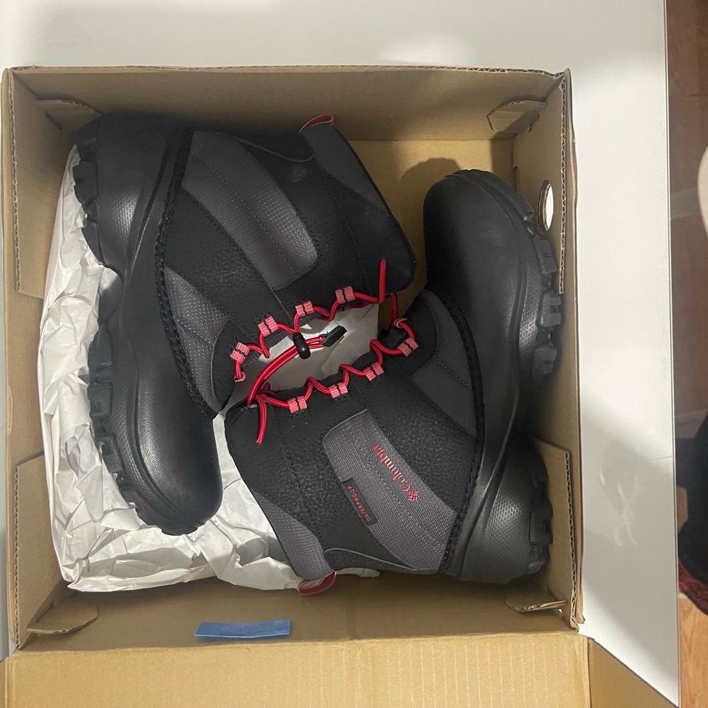 Columbia Youth Rope Tow III Waterproof Boots - Black and Red